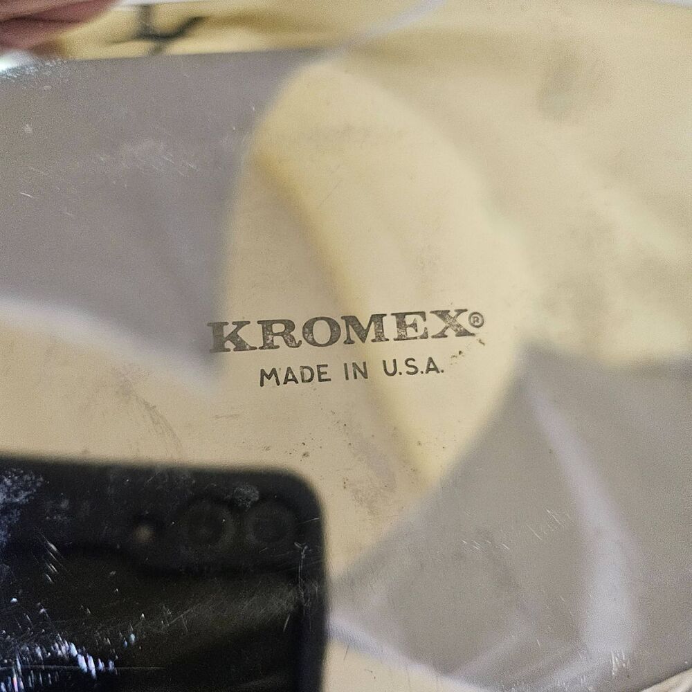 Vtg KROMEX Oblong Art‎ Deco Serving Tray Silver Gold Geometric Handles 1950s - Picture 5 of 10